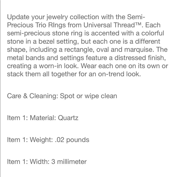 NWT semi precious Labradorite trio rings - Picture 2 of 6